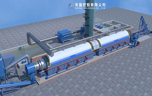 河南东盈新型全自动连续式废轮胎炼油设备3D视频展示